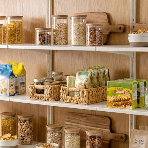StorageWorks Small Wicker Baskets for Shelves, Shallow Baskets, 2-Pack - color: Natural (Water Hyacinth), size: 2x 11¼"L x 7½"W x 3½"H