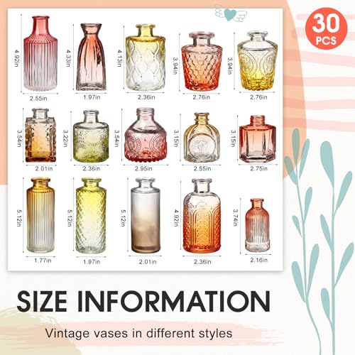 Yaomiao 30 Pcs Glass Bud Vases Centerpieces, Orange Yellow Gradient Series - color: Orange Yellow Gradient Series
