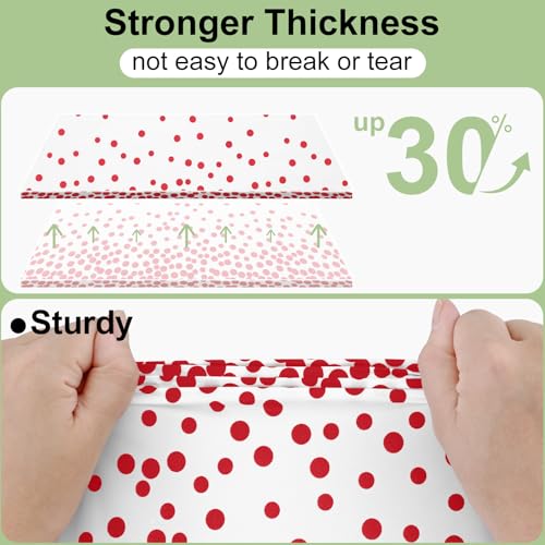 Smiry Disposable Rectangle Plastic 54 x 108 Inch Table Cloth 3 Pack - color: White and Red