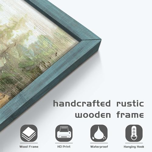 HILL WEST Country Lake Boat Landscape Framed Wall Art, 24x16inch - color: Boat, size: 24"L x 16"W
