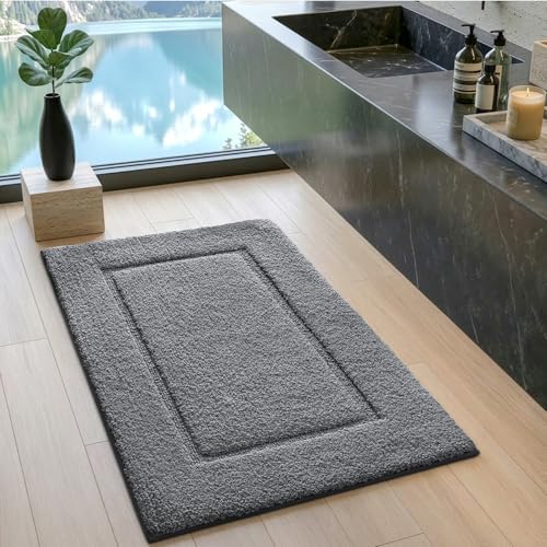 DEXI Bath Mat 32x20, Soft Absorbent Bathroom Rugs Non Slip, Grey - color: Grey, size: 32" X 20" (Rectangular)