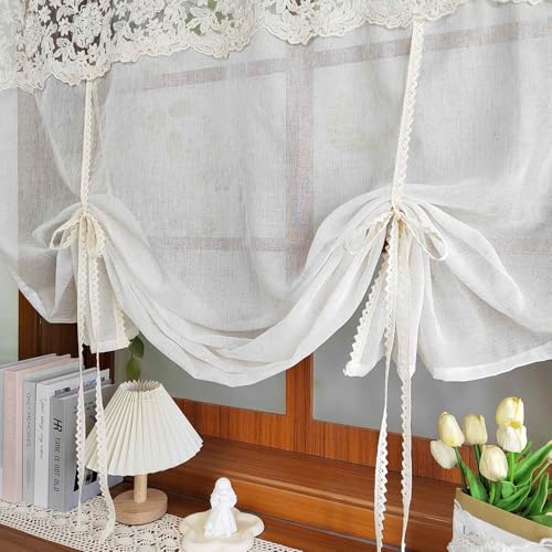 Chic Tie Up Curtain for Kitchen Adjust Balloon Window Valance Rod Pocket - size: 39"W x 39"L (Pack of 1)