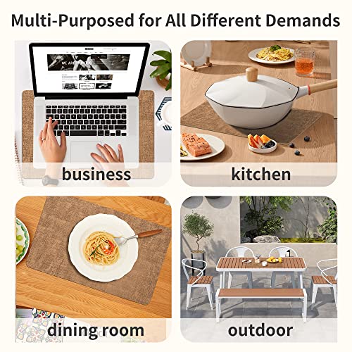 Maxpearl Faux Leather Placemats Set of 6, Easy to Clean, Brown - color: Light Brown
