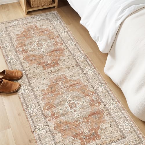 2x6 Washable Hallway Runner Rug - Non-Slip Throw Rugs Terracotta Beige - color: Brick/Terracotta, size: 2' x 6' (Rectangular)