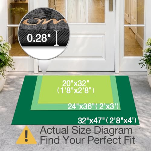 LUMI Outside Welcome Door Mat 24x36, Non-Slip Heavy Duty Dirt Trapper, Grey - color: Grey Gold Monstera, size: 24"x36"