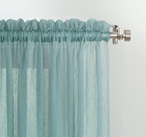 No. 918 Erica Crushed Sheer Voile Rod Pocket Curtain Panel, 51" x 95", Mineral Blue - color: Mineral Blue, size: 51"W x 95"L (Pack of 1)