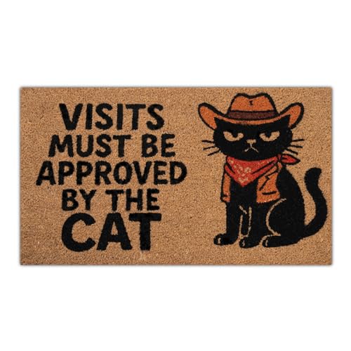 Funny Coir Door Mats Outside and Inside, Cat, 17 x 30 in - color: Cat
