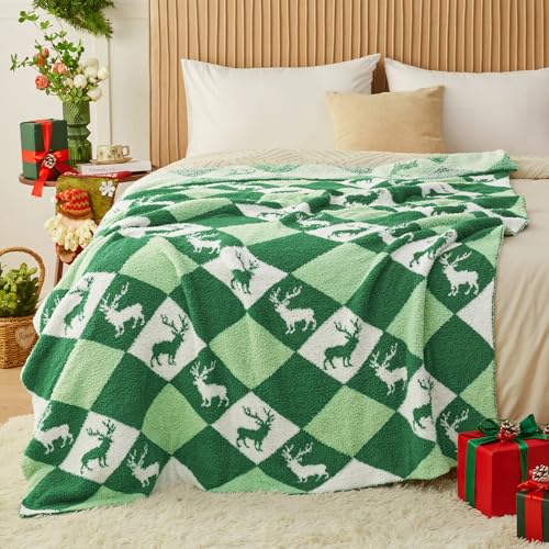 CYMULA Christmas Knit Throw Blanket - Super Soft Cozy Fuzzy Blankets for Couch, Sofa & Bed, Holiday Throw Blanket,60"x80" - color: Christmas Reindeer, size: Twin(60"x80")