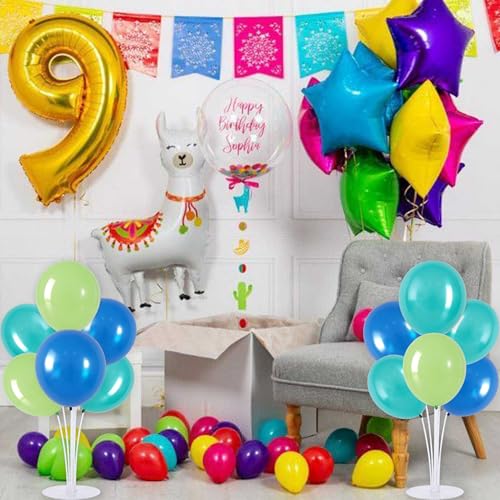 TONIFUL 4 Set Blue Cyan Green Balloon Stand Balloon Centerpieces for Table - color: Blue Cyan Green