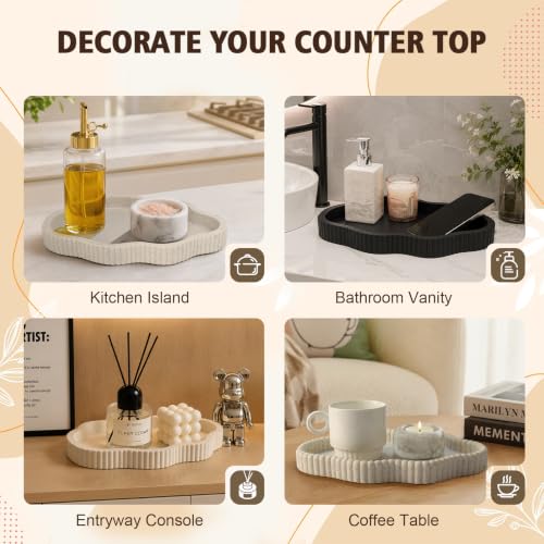 Coffee Table Tray for Home Decor,11" Cloud Resin Decorative Tray for Coffee Table Decor,Modern Organizer for Living Room&Kitchen Counter(Model B Black) - color: Black B