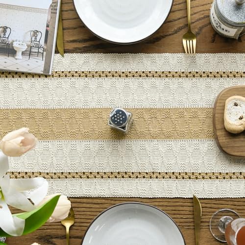 Artoid Mode Burlap Brown Rustic Woven Table Runner 12x60 Inch - color: Burlap Brown, size: 12" x 60", Table Runner