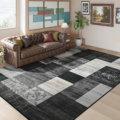 Tepook 5x7 Area Rugs for Living Room, Washable Large Geometric Bedroom Rug - color: Black and White, size: 5' x 7' (Rectangular)