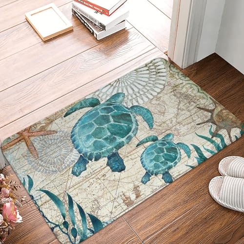Sea Turtle Bath Mat Non-Slip Soft Flannel Bathroom Rugs Washable Bathmat, Carpet Rug Entryway Decor for Tub Shower Room Floor Home Kitchen,24x16 in - color: Sea Turtle, size: 1'4" x 1'11" (Rectangular)