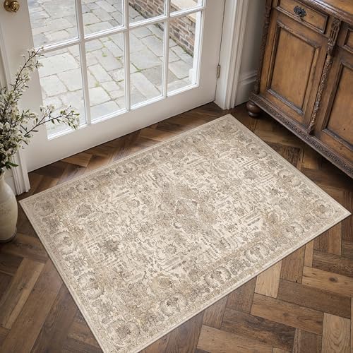 HUGEAR 2x3 Beige Vintage Distressed Washable Area Rug for Entryway - color: C| Beige, size: 2' x 3' (Rectangular)