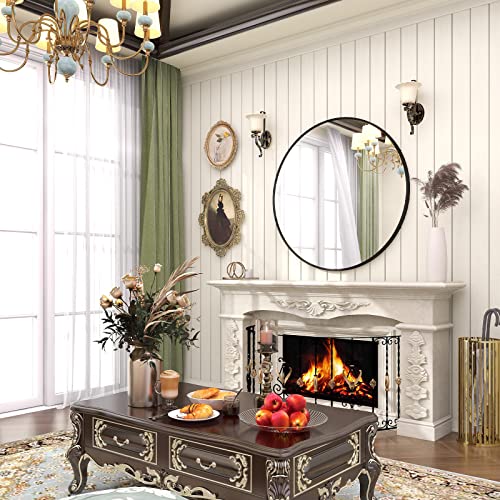 BEAUTYPEAK 30 Inch Round Mirror, Metal Frame Circle Mirror, Black - color: Black, size: 30"L x 30"W