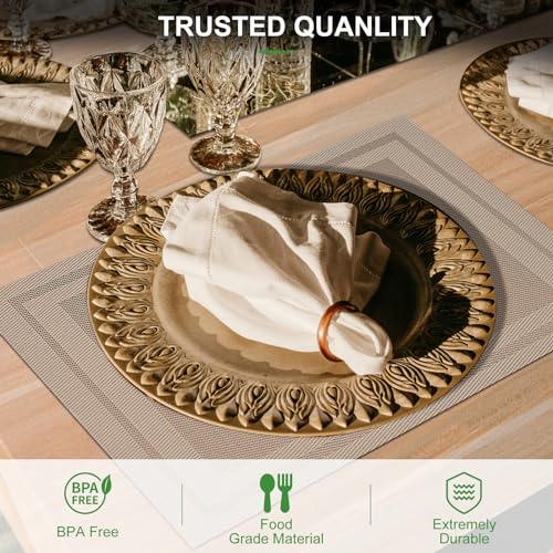 BETEAM Placemats Set of 4, Woven Vinyl Place Mats for Dining Table, Beige - color: Beige, size: 4 Pcs