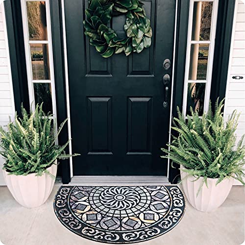 ubdyo Outdoor Rug for Patio, Door Mat Outside Entrance - Grey, 23" x 36" - color: XL Gray Round