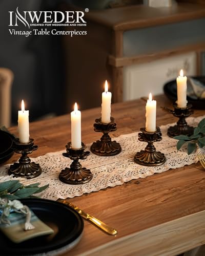 Vintage Candlestick Holders Decor: Resin Taper Candle Holders