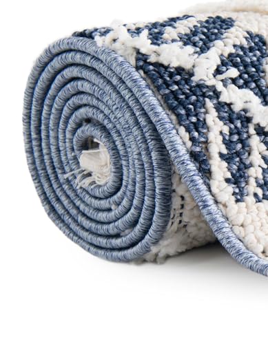 Rugs.com Boho Collection Rug – 4 Ft Runner Blue Medium-Pile Rug Perfect for Hallways, Entryways - color: Blue, size: 2' x 4' Runner