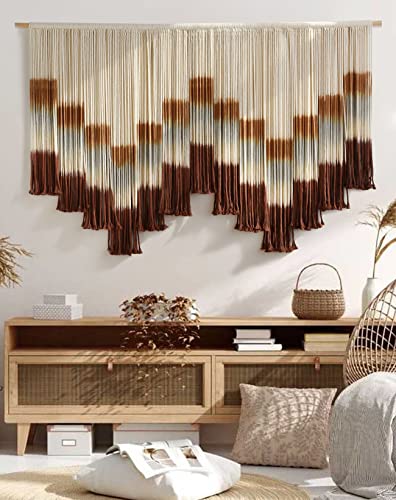 Macrame Wall Hanging Large Tie-Dye Geometric Fiber Wall Art Decor 57"W*35"L - color: Multi