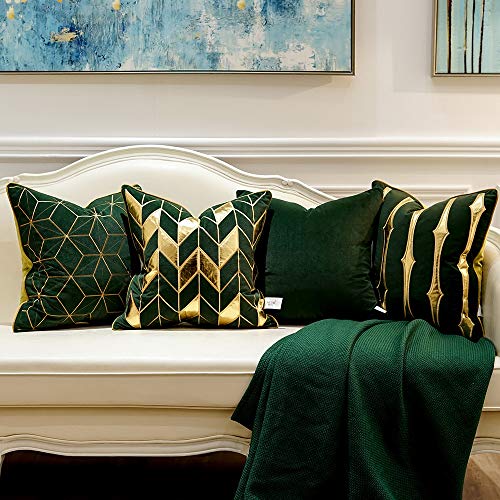 Avigers Throw Pillow Cover 18 x 18 Inch, Green Gold, Velvet, Hidden Zipper - color: Green,gold, size: 18" x 18" (Pack of 1)