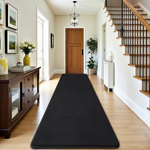 Amearea Modern Soft Hallway Runner Rug, 3x8 Feet Long Runners for Hallways - color: Black, size: 3' x 8' (Runner)