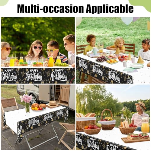 Smiry Disposable Rectangle Plastic 54 x 108 Inch Table Cloth 3 Pack - color: Black and White