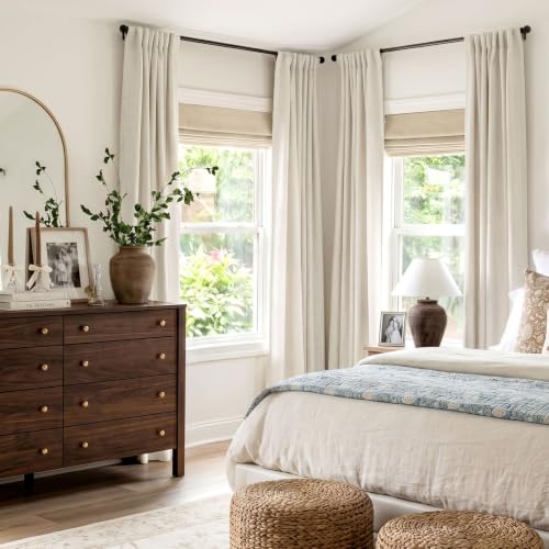 INOVADAY White 100% Blackout Curtains for Bedroom 72 Inch Long - color: Beige White, size: 50"W x 72"L (Pack of 2)