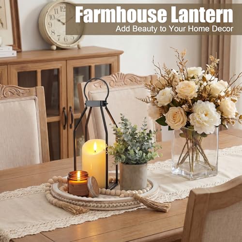 Novabright 6 Pcs Farmhouse Lantern Decor Set Candle Lanterns Simple Lines - style: Simple Lines