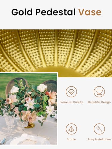 2 Pcs Gold Vases for Centerpieces, Compote Bowl Vases for Wedding
