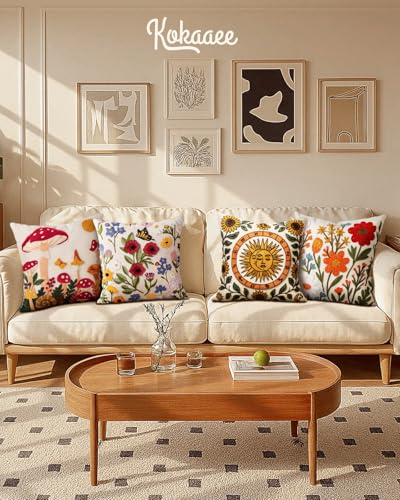 Embroidered Throw Pillow Cover 18x18 Inch, Flower Bee - color: Flower Bee, size: 18" x 18" (Pack of 1)