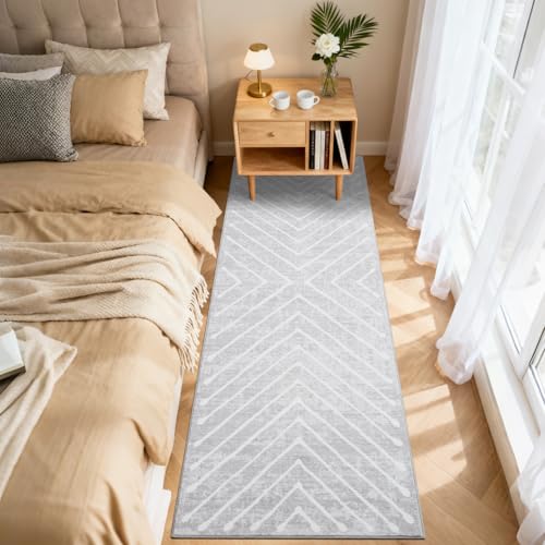 ROYHOME Washable Runner Rug 2x6 Non Slip Hallway Runner Rug for Entryway - color: Grey, size: 2' x 6' (Runner)
