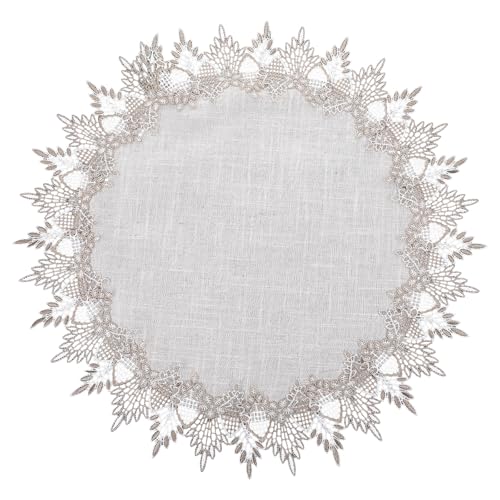 23.6 Inch Round Linen Doily, Gray Linen Doily Scarf Place Mats