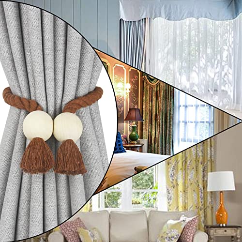 Magnetic Curtain Tiebacks Decorative Tie Back Drapes Holdbacks Nieffeiy - color: Khaki