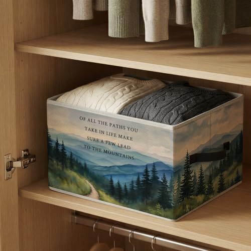 Mountain Nature Forest Inspirational Storage Basket Organizer - color: Mountain