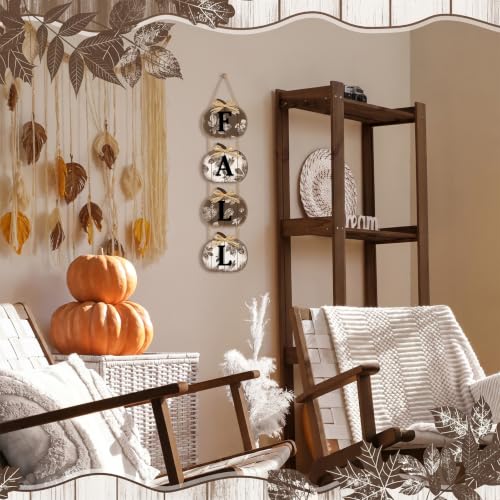 Britimes Fall Pumpkin Welcome Door Sign, Wooden for Front Door - style: Brown Fall Maple Leaf