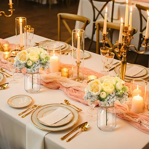 XunYee 10 Set Mason Jars for Centerpieces,Champagne,Peony, Gypsophila - color: Champagne, size: Peony, Gypsophila