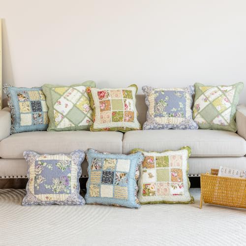vctops Set of 2 Cotton Quilted Throw Pillow Covers (Patchwork R,18"x18") - color: Patchwork Flower R