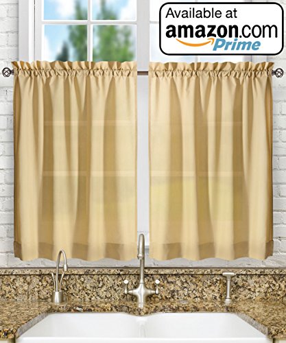 Ellis Curtain Stacey 54-by-13 Inch Ruffled Filler Valance (Almond) - color: Almond