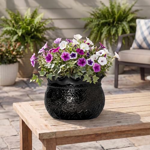 Ceramic Planters for Plants, 10 Inch Flower Pots, Black - color: Black, size: 10 Inch