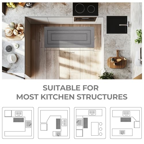 GRANNY SAYS Kitchen Mats for Floor, 47 x 20, Kitchen Rugs Non Slip Washable, Thick Runner Rugs Floor Mats for Sink, Laundry, Long Kitchen Carpet Non Skid, Grey - color: A-gray, size: 1'6" x 3'11" (47" x 20")