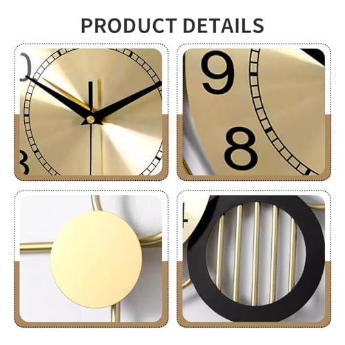 SIN&MI Large Wall Clock for Living Room,Decorative Silent Battery Operated Wall Clock Metal Modern Wall Art for Kitchen Bedroom Entryway Office Decor,38.1 * 14.5 Inch - color: 7100-gold
