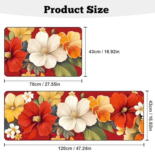 Kitchen Rugs Set of 2, Non-Slip Washable Floor Mats, Colorful Decorative Absorbent Runner Rugs for Kitchen Sink & Stove, Hallways Entryway and Laundry16.9 x27.6 + 16.9"x47.2" - color: Color-1
