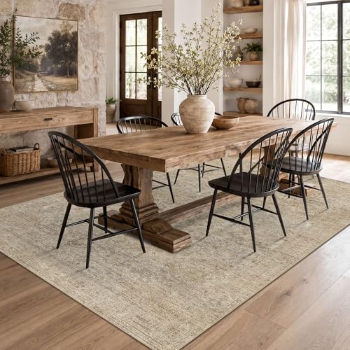 5x7 Washable Boho Area Rug, Non-Slip Dark Beige Bedroom Soft Carpet - color: Dark Beige, size: 5' x 7' (Rectangular)