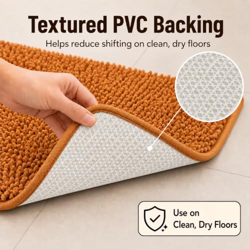 Bathroom Rugs Sets 3 Piece Non Slip Extra Absorbent Shaggy Chenille Batroom Rugs and Mats Sets, Soft & Dry Bath Rug/Mat Sets for Batroom Washable Carpets - color: Champagne