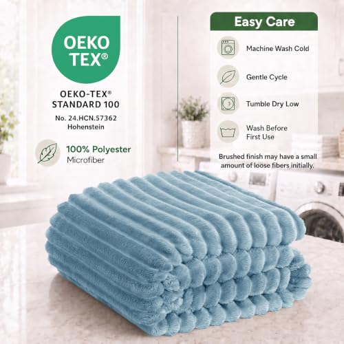 HIMEET Dusty Blue Throw Blanket for Couch, 300GSM Ribbed, 50 x 60 Inches - color: Dusty Blue, size: Throw (50" x 60")