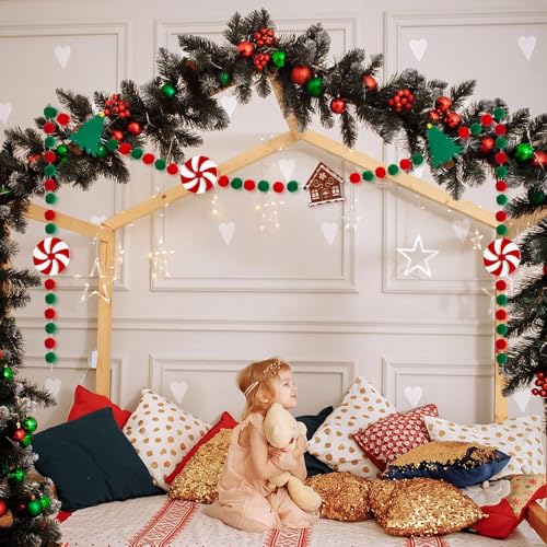 Jansun 8.2 Ft Felt Christmas Garland - color: Red Green White