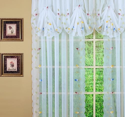 Today's Curtain,Vineyard 3-D Appliqué,Panel 63", White, 59" W x 63" L - color: White, size: 59"W x 63"L (Pack of 1)