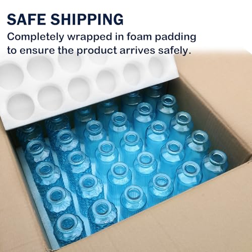 Glass Bud Vases 30 Pack, Small Blue Flower Vases for Centerpieces in Bulk - color: Blue