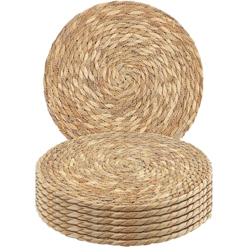 Kochorie 6 Pcs Round Woven Placemats 13.8 Inch Rattan Table Charger Plates - size: 13.8 Inch